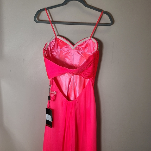 Strapless Jeweled Pink Prom Dress - Picture 17 of 17